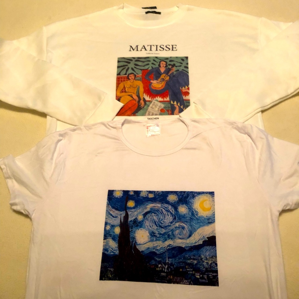 Women’s long sleeve Matisse sweatshirt and women’s short sleeve Van Gogh tee!